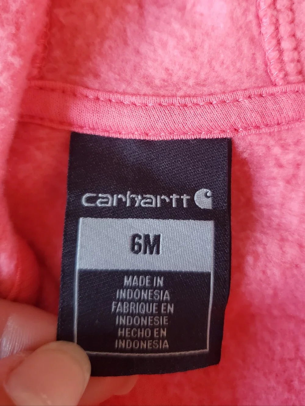 Carhartt Pink Hooded Unisex Baby 6M Zip-Up One-Piece Romper